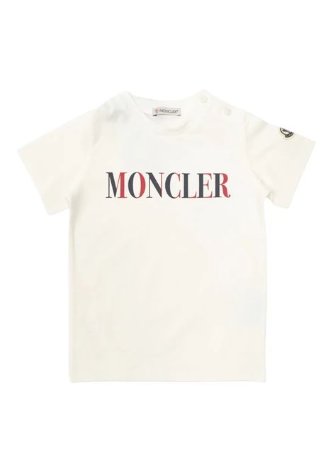 T-Shirt Bianca Con Logo Bicolore MONCLER ENFANT | 951-8C00013 89AUMF01